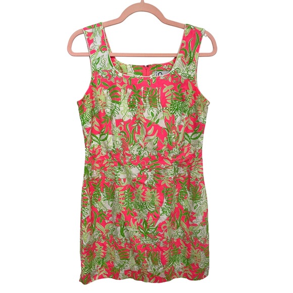 Lilly Pulitzer Dresses & Skirts - Lilly Pulitzer Vintage Shift Dress Pink Green Safari Jungle Animal Print Cotton
